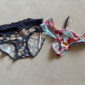 Victoria's Secret Happy Poppy Floral Lace & Aerie floral panties NWT